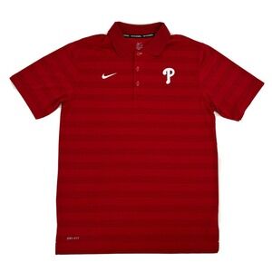 Philadelphia Phillies Shirt Men's M Red Nike BSBL Short Sleeve Polo MLB NEW‎